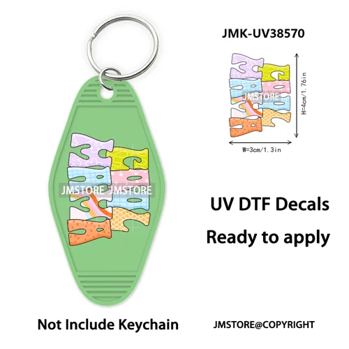Back To School Teacher Coquette Bow UV DTF Motel Keychain Wraps Ready To Apply Waterproof High Quality Hotel Keychain Decals