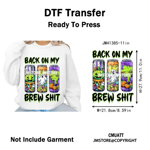 Cute Soda Can Energy Drink Boo Ghost Coquette Spooky Halloween Iron on DTF Washable Transfer Sticker Ready to Press for Clothing