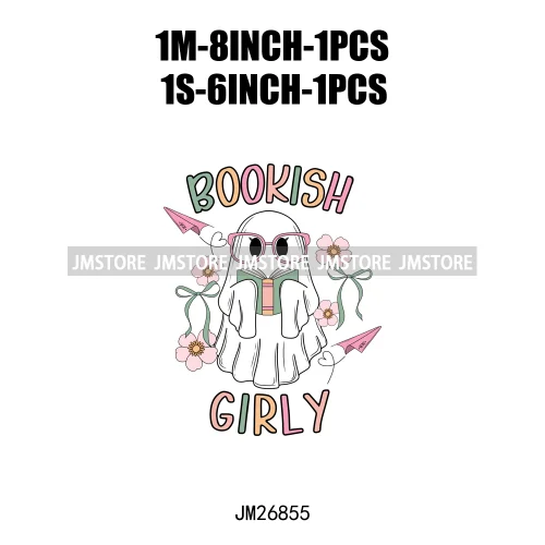 Custom Trick Or Read Ghost Witches Spooky Book Club Decals Bookish Girly Halloween DTF Iron On Transfers Stickers For T-shirts