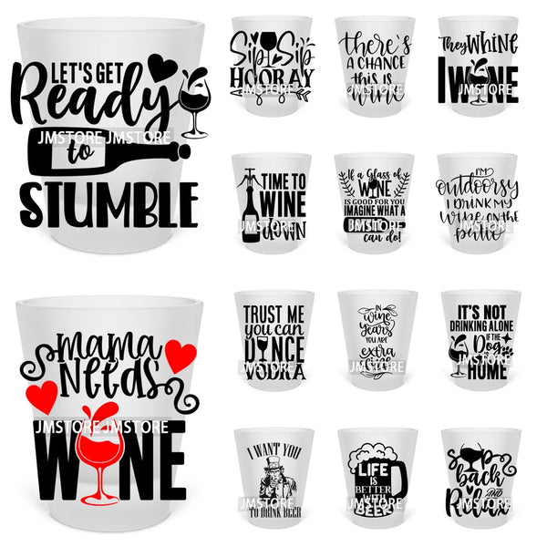 Mama Needs Wine Beer Mugs Alcohol Short Glass Cups Decals UV DTF Stickers Waterproof DIY Craft Wine Quotes Transfers Printing