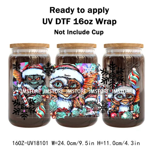 Christmas Cartoon Holiday Movie Friends UV DTF Cup Wrap Ready To Apply Transfer Stickers 16OZ Tumbler Wraps For Libbey Glass Can