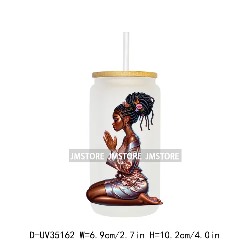 Black Girl Praying Faith Religious Woman UV Sticker Decals For Libbey Cold Cups Mugs Tumbler Transfer Stickers Waterproof Prints
