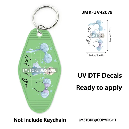 Coquette Bow Magical Mouse Cartoon UV DTF Motel Keychain Decal Ready To Ship Durable Transfer Stickers Prints For Hotel Keychain