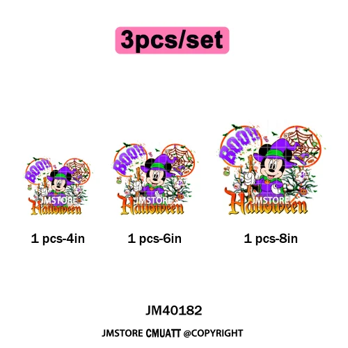 Cartoon Witches Princess Skull Animal Kids Love Characters Halloween Iron on DTF Transfers Stickers Ready to Press for T-shirts