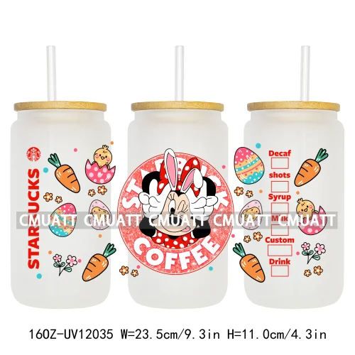 Spring Easter Stickers Cartoon Bunny Characters Eggs Kids 16OZ UV DTF Cup Wrap DIY Durable Label For Libbey Glass Can Mugs