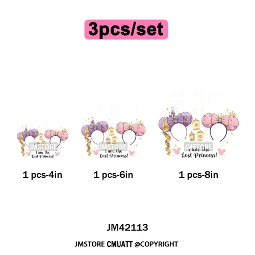 Colorful Mouse Headbands Cartoon Animal Princess Character Iron on DTF Washable Transfers Stickers Ready to Press for Clothes