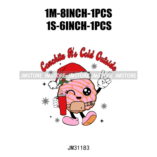 Funny Tis The Season Mexican Chocolate Pink Christmas Pan Dulce Spanish Iron On DTF Transfer Stickers Ready To Press For Clothes