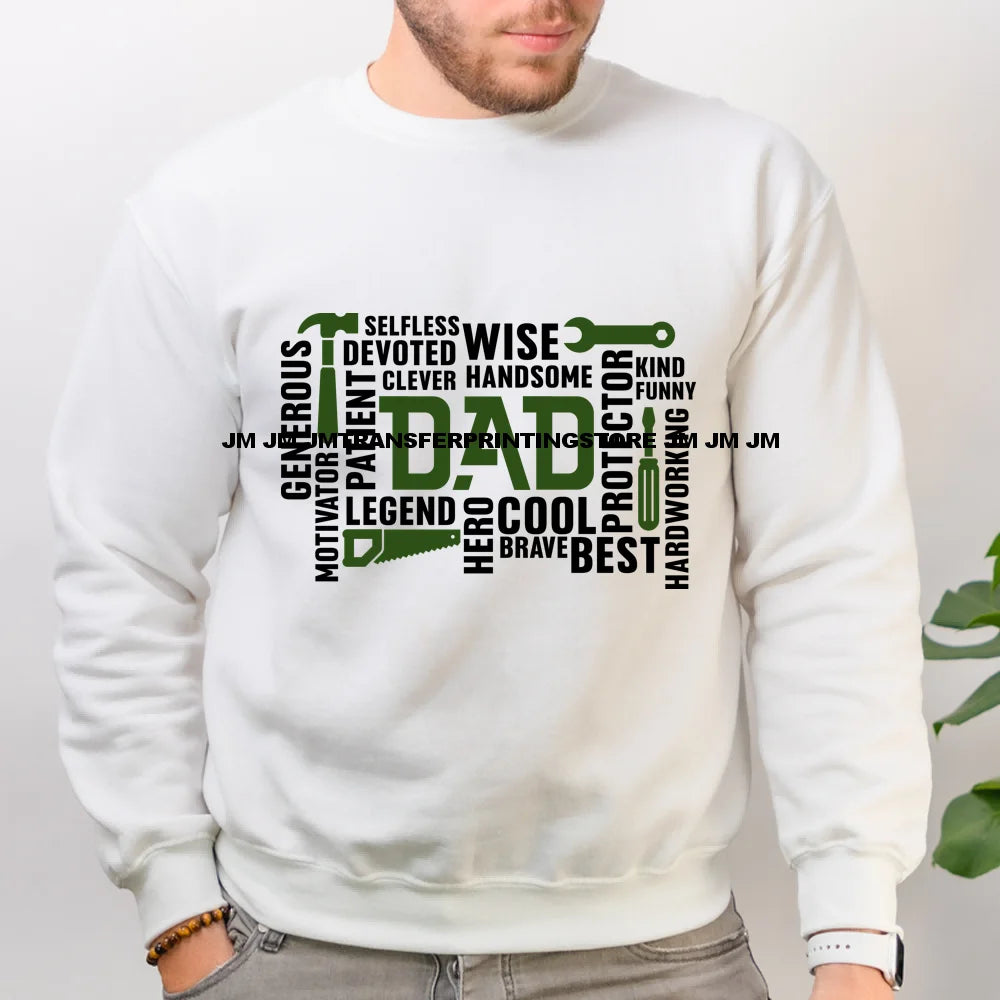 Daddy Is My Hero Sport Dad Printing Decals First Father's Day Together Mas Chingon Papa DTF Transfer Stickers For Sweatshirt