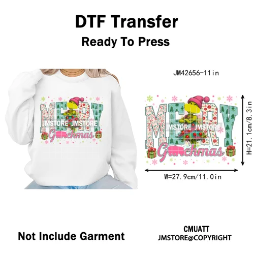 Magical Cartoon Girly Christmas Season Coquette Xmas Holiday Iron on DTF Washable Transfers Stickers Ready to Press for Textiles