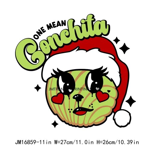 Cute Conchita Pantasmas Latin Christmas Decals Conchas Cucuys Christmas Ghouls Gifts Iron On DTF Transfers Sticker For Clothing