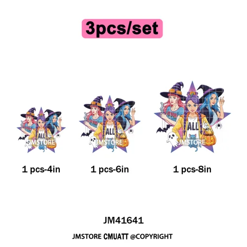 Stay Spooky Ghost Halloween Cartoon Hunters Kpop Band Group Iron on DTF Washable Transfers Stickers Ready to Press for Clothing