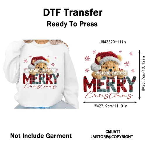 Latch Hook Faux Yarn Cartoon Movie Friends Merry Christmas Iron on Washable DTF Transfers Stickers Ready to Press for Textiles