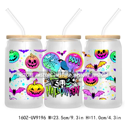 Boo Halloween Cartoon 16OZ UV DTF Cup Wrap Transfer Stickers Custom Labels Durable Waterproof For Libbey Glass Can Fall Pumpkin