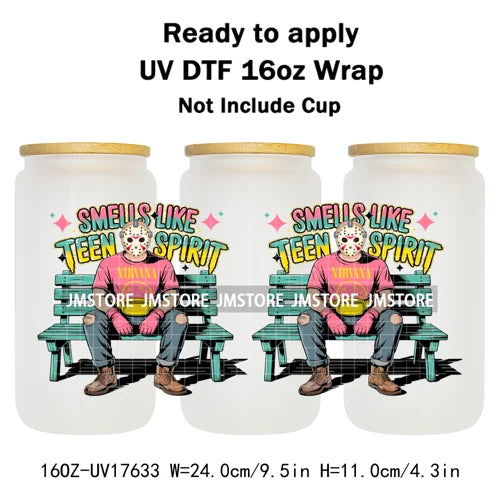 Scare Bears Halloween Horror Villain UV DTF Cup Wrap Ready To Apply Transfer Stickers Waterproof For Libbey Glass Can 16OZ Wraps
