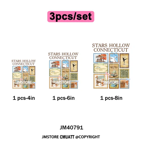 Autumn Festival Fall Season Stars Movie Girls Town Book Lover Iron on Washable DTF Transfers Stickers Ready to Press for Hoodies