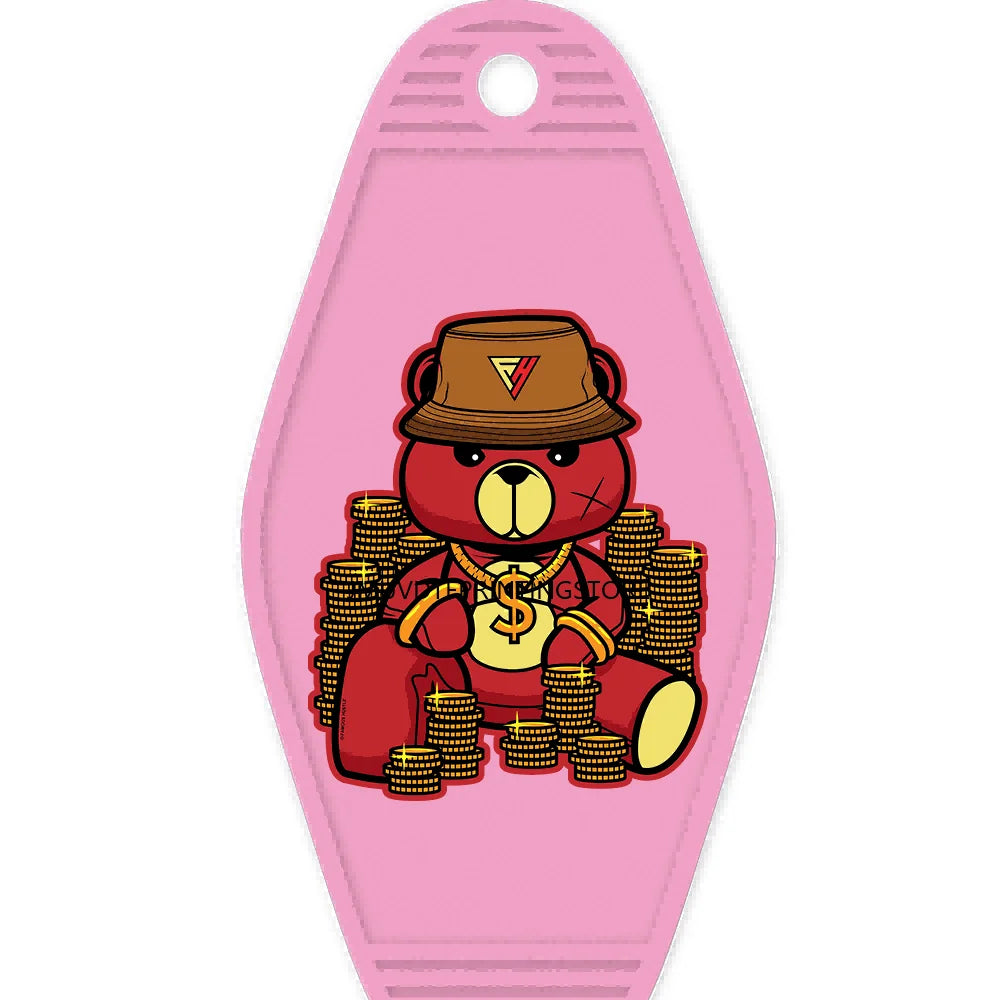 Self Made Bears High Quality WaterProof UV DTF Sticker For Motel Hotel Keychain Heartless Teddy Bear King Broken Heart