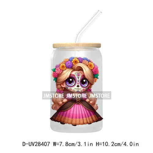 Mexican Little Princess UV DTF Transfer Stickers Decals For Libbey Cold Cups Mugs Tumbler Waterproof Craft Day of the Dead Girls