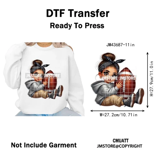 Latina Football Mexican Baby Girls Sports Lover Game Day Iron on Washable DTF Heat Transfers Stickers Ready to Press for Hoodies
