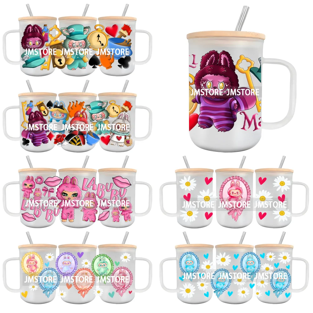 Cartoon Mirror Coquette 15OZ Glass Mug UV DTF Cup Wrap Ready To Apply Waterproof High Quality Custom Prints For Mugs Cup Tumbler