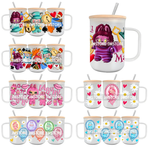 Cartoon Mirror Coquette 15OZ Glass Mug UV DTF Cup Wrap Ready To Apply Waterproof High Quality Custom Prints For Mugs Cup Tumbler