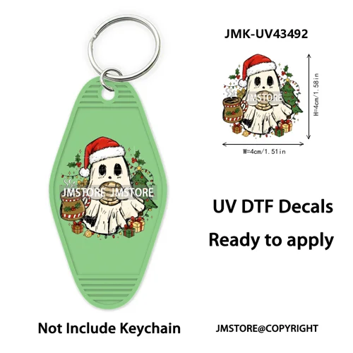 Feliz Navidad Pan Dulce Christmas UV DTF Motel Keychain Decal Ready To Ship Durable Transfer Stickers Prints For Hotel Keychain
