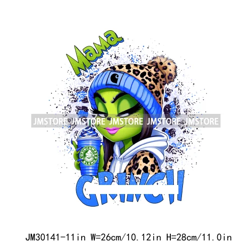 Colorful Retro Green Bougie Mama Coffee Lover Leopard Christmas Girls Iron On DTF Transfers Stickers Ready To Press For Clothes