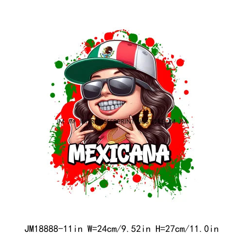 Washable Iron On Mexicana Latin Culture Cartoon POP Singer Plastisol Thermal DTF Transfers Sticker Ready To Press For Sweatshirt