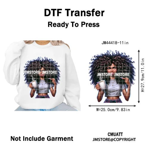 Sassy Facial Expressions Black Girl Housewife Remote Work Iron on Washable DTF Transfers Stickers Ready to Press for Sweatshirts