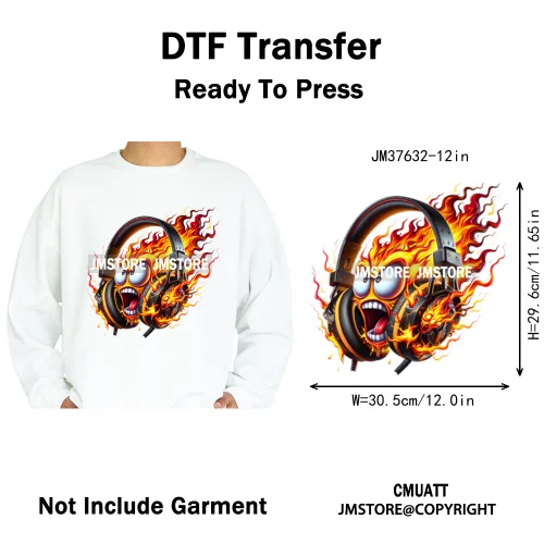 12in Old School Rap Hip Hop Music King Gaming Urban Vibes Graffiti Iron on DTF Heat Transfer Stickers Ready to Press for T-shirt