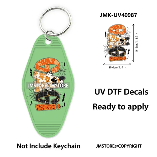 Mama Mini Halloween Spooky Ghosts UV DTF Motel Keychain Decal Ready To Ship Durable Transfer Stickers Prints For Hotel Keychain