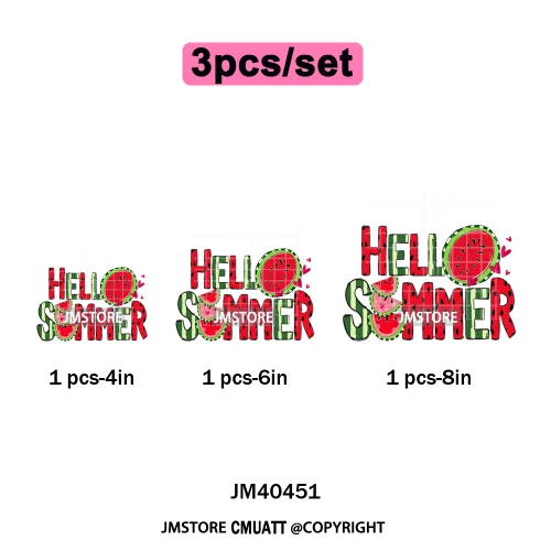 Hello Summer Vibes Watermelon Strawberry Fruit Festival Lover Coquette Iron on DTF Transfers Sticker Ready to Press for T-shirts