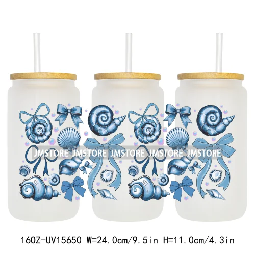 Coquette Bow Florida Softgirl Summer Trip  UV DTF Wraps Transfer Sticker Custom High Quality For 16OZ Libbey Glass Can Tumbler