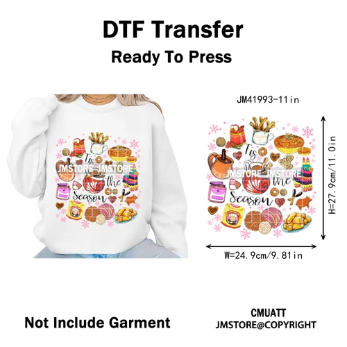 Feliz Navidad Mexican Christmas Concha Santa Latina Holiday Fiesta Iron on DTF Transfers Stickers Ready to Press for T-shirts
