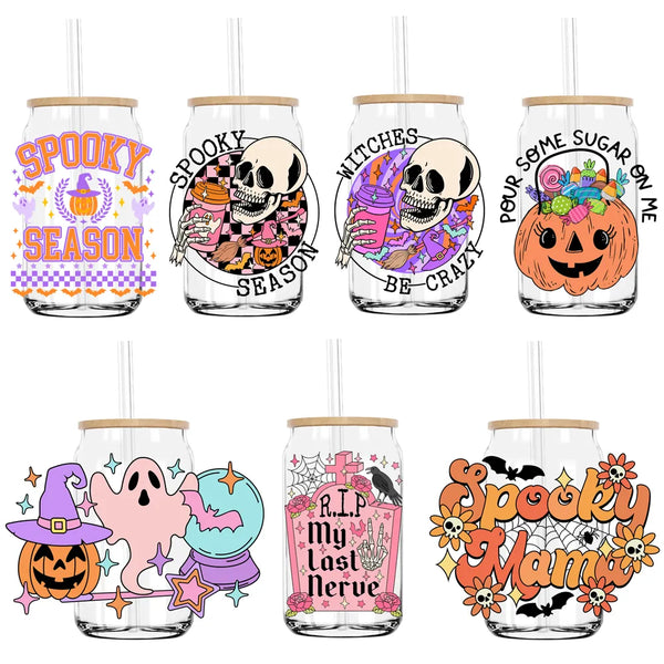 Spooky Mama Mini Halloween Season UV DTF Transfers Stickers Decals For Libbey Cold Cups Mugs Tumbler Waterproof DIY Craft