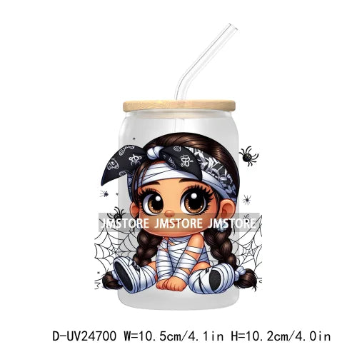 Halloween Latina Princess UV DTF Transfer Stickers Decals For Libbey Cold Cups Mugs Tumbler Custom Waterproof DIY Labels Pumpkin