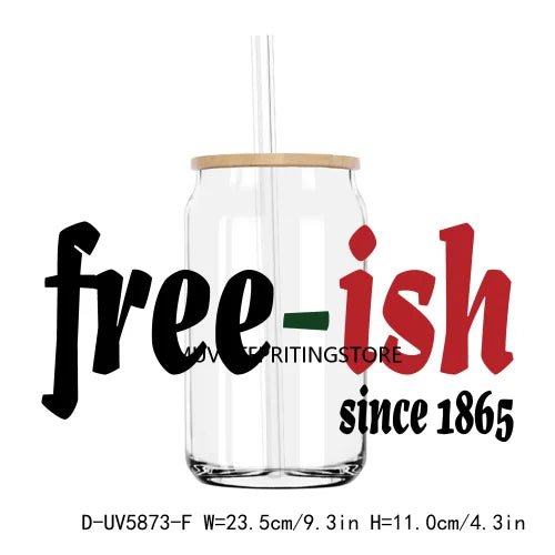 Celebrate 1865 Juneteenth Hope UV DTF Transfer Stickers Decals For Libbey Cold Cups Mug Tumbler Waterproof DIY Craft Black Power