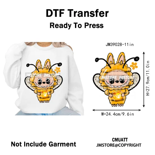 Colorful Monster Keychain Doll Character Designs Iron on DTF Washable Heat Transfers Stickers Ready to Press for T-shrits Bags