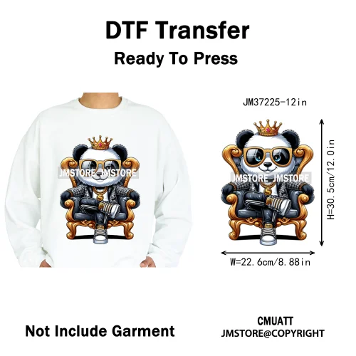 12in Cool Jungle King Beats Graffiti Hip Hop Animals Lover Iron on DTF Thermal Transfers Stickers Ready to Press for T-shirts
