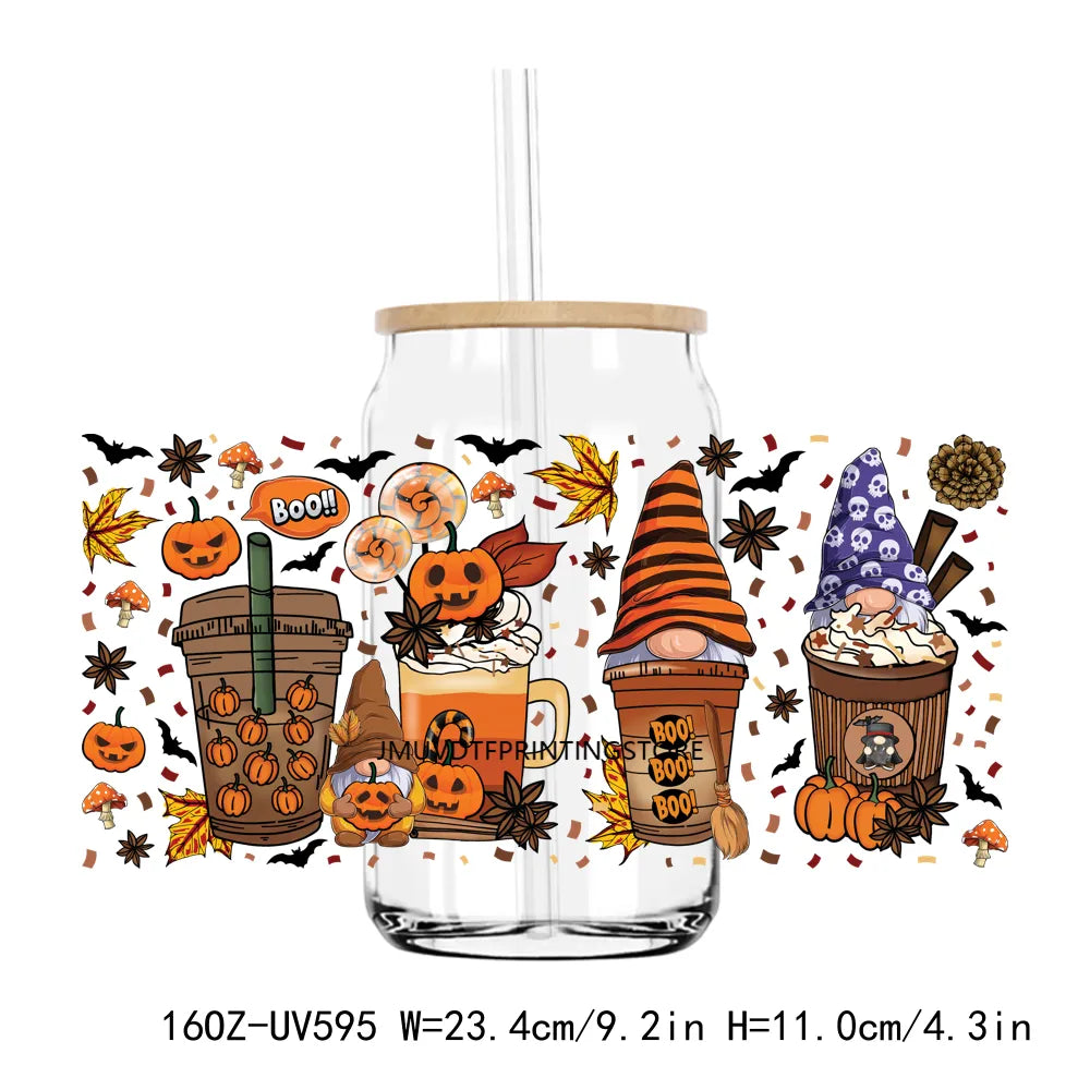 Fall Pumpkin Coffee Nurse 16OZ UV DTF Cup Wrap Transfers Stickers Custom Labels DIY Durable Waterproof Logo For Libbey Glass Can