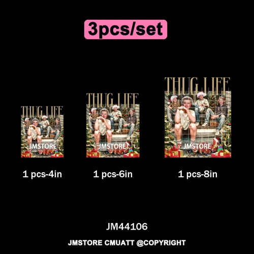 Thug Life Cartoon Movie Xmas Friends Christmas Thief Iron on Washable DTF Transfers Stickers Ready to Press for T-shirts Bags