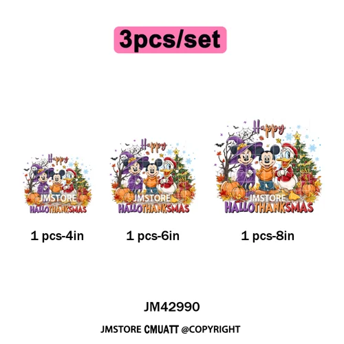 Funny Cartoon Mouse Friends Merry Christmas Movie Character Xmas Season Iron on DTF Transfer Stickers Ready to Press for Hoodies