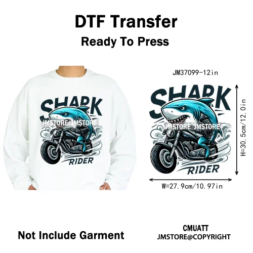12in Urban Gangster Rich Money Lion Beats Shark Vibes Iron on DTF Thermal Transfers Stickers Ready to Press for T-shirts Bags