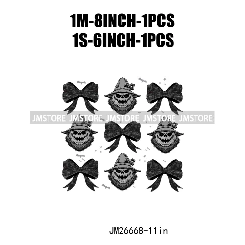 New Halloween Skeleton Ghost Coquette Bow Witch Hats Pumpkin Designs DTF Iron On Transfers Stickers Ready To Press For Hoodies