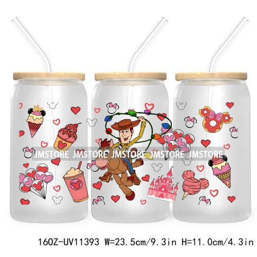 Christmas Cartoon Friends Holiday Season 16OZ UV Cup Wrap DTF Transfer Stickers For Libbey Glass Can Cup Tumbler Waterproof Logo