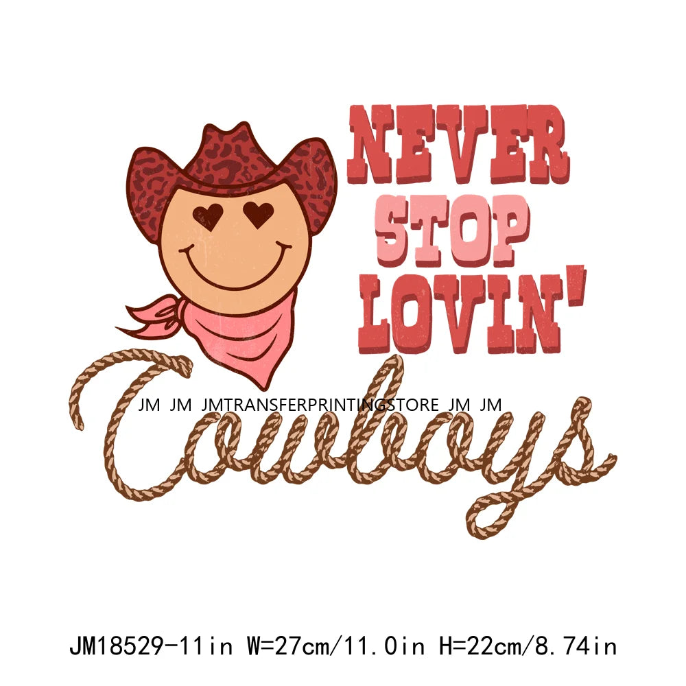 Western Howdy Honey Valentine DTF Decals Cowgirl Cowboy Candy Heart Love Music Cassettes DTF Heat Transfer Stickers For Hoodies