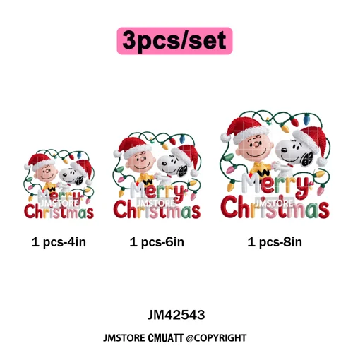 Holly Jolly Cute Cartoon Character Christmas Santa Tis The Season Iron on DTF Heat Transfers Stickers Ready to Press for Garment
