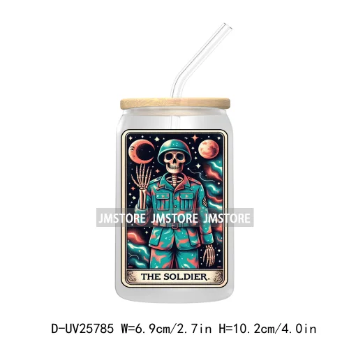 Sarcastic Sweary Skeleton Skull UV DTF Transfer Stickers Decals For Libbey Cold Cups Mugs Tumbler Custom Labels Funny Tarot Card