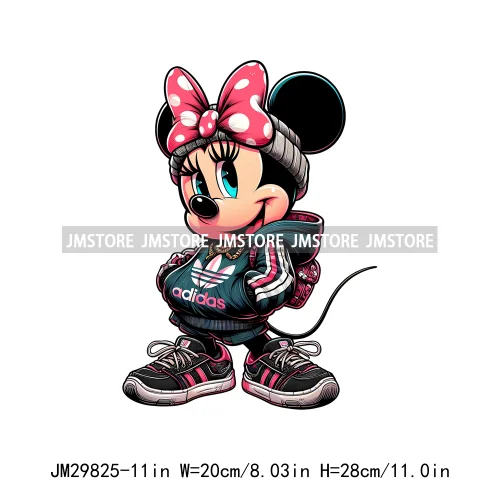 Cute Cartoon Streetwear Animal Girl Characters Thermal Decals Iron On DTF Transfers Stickers Ready To Press For Hoodies