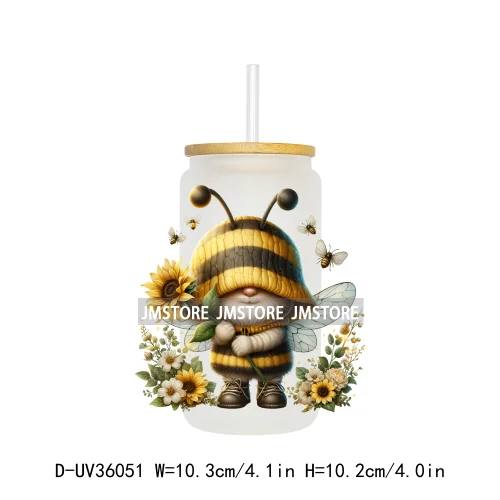 Honey Spring Bee Gnome Floral UV Sticker Decals For Libbey Cold Cups Mugs Tumbler Transfer Sticker Waterproof High Quality Label