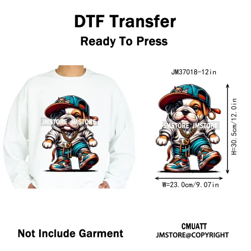 12in Graffiti Gangster Hip Hop Gorilla Life Is Better With Bulldog Iron on DTF Heat Transfer Sticker Ready to Press for Hoodies